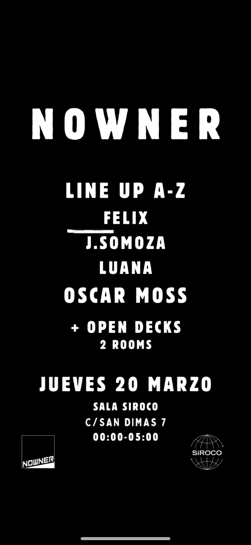 Nowner: Oscar Moss + Felix + J. Somoza + Luana