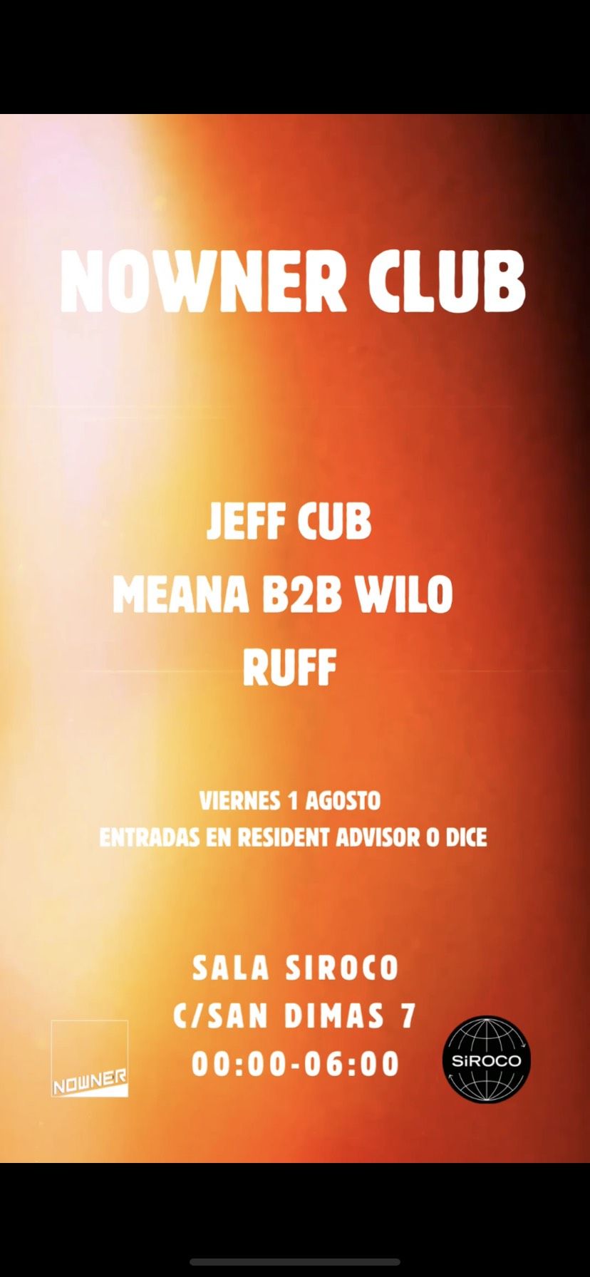 Nowner: Jeff Cub + Meana b2b Wilo + Ruff