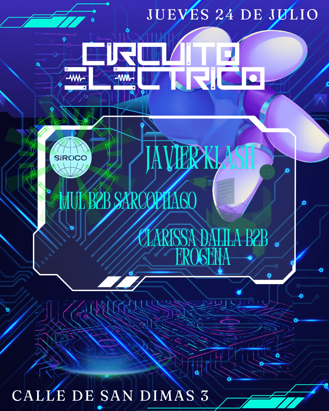 Circuito Eléctrico: Javier Klash + Mul b2b Sarcophago + Clarissa Dalila b2b Erogena