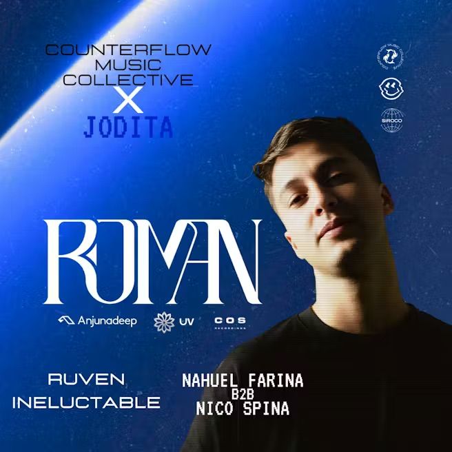 Counterflow Music Collective x Jodita: Román + Ruven + Ineluctable + Nahuel Farina b2b Nico Spina